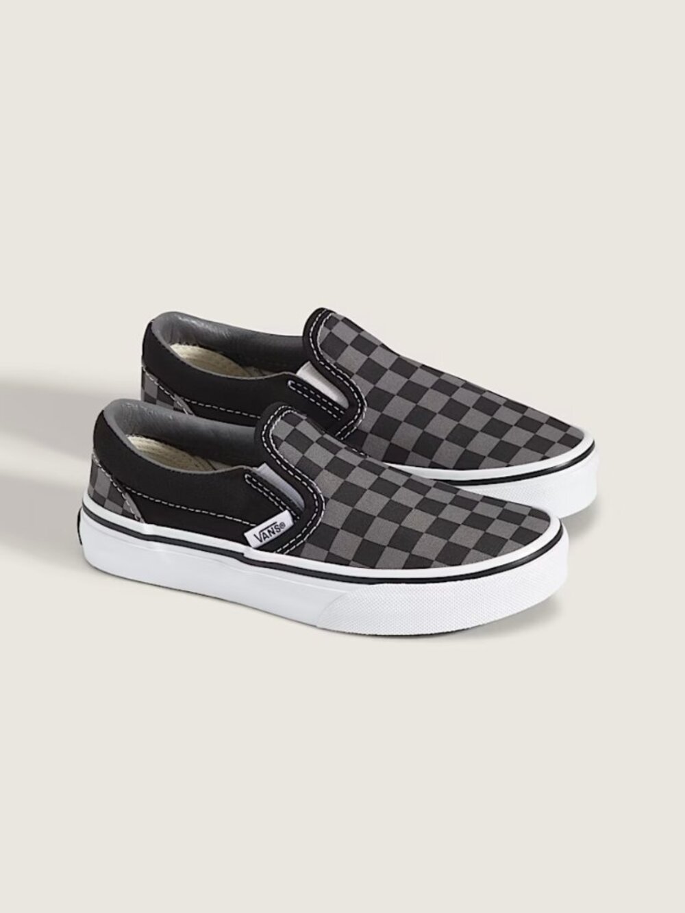 Kid's Checkered Vans Slip-ons Gray and Black - Size 13.5 🤙